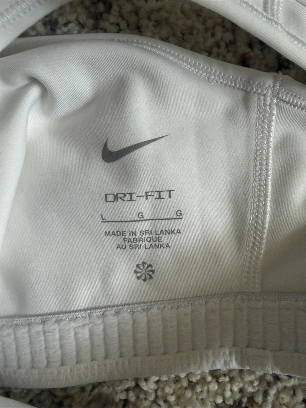 Nike White Racerback Sports Bra with Black Swoosh